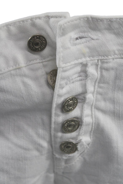 Just USA Unisex White Beach Button Shorts 99% Cotton 1% Spandex Size M