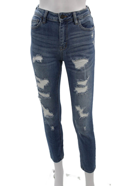 Hidden Womens Ankle Cropped Mid Rise Blue Jeans Size 27