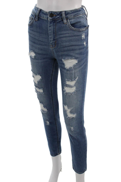 Hidden Womens Ankle Cropped Mid Rise Blue Jeans Size 27