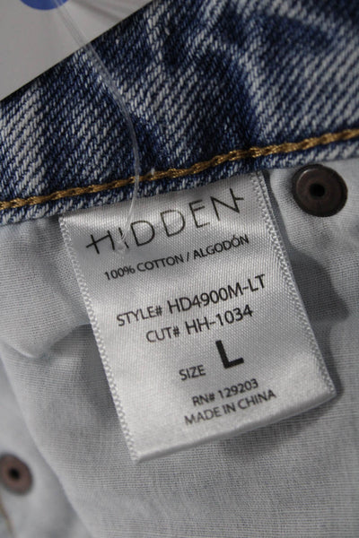 Hidden Unisex Blue Cotton 90s Shorts Button Closure Size L