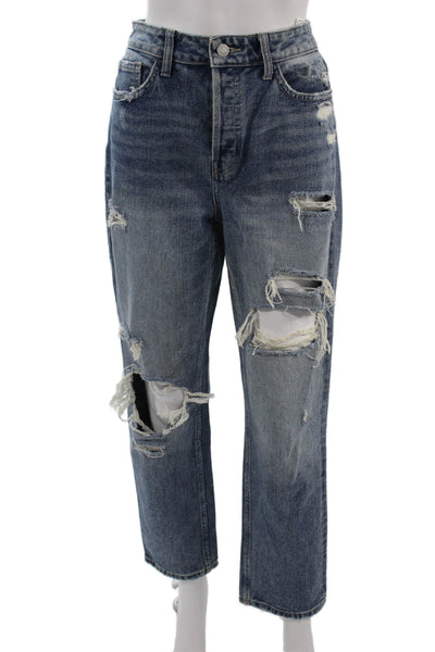 Vervet Womens Boyfriend Cropped Jeans Blue Mid Rise Inseam 28 Size 27