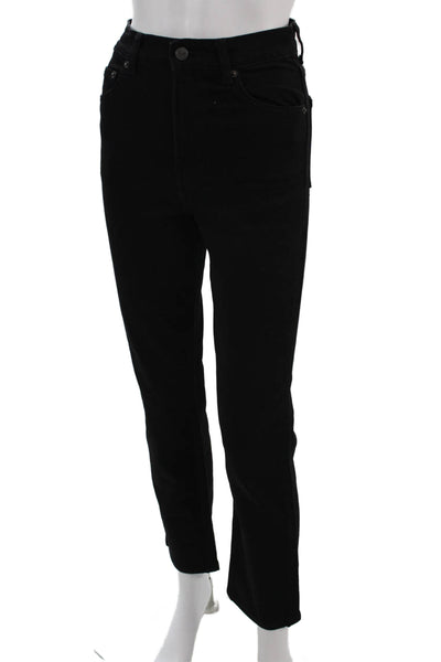 Reformation Womens Black Straight Ankle Jeans High Waist Size 24