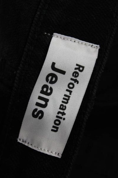 Reformation Womens Black Straight Ankle Jeans High Waist Size 24