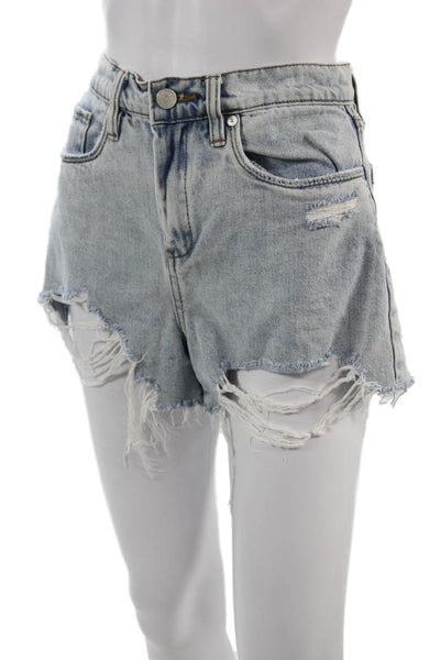 BLANKNYC Unisex Light Blue Cotton Button Grunge Shorts Size 28