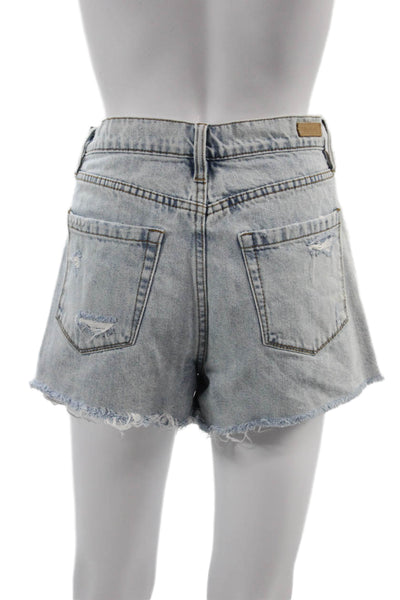 BLANKNYC Unisex Light Blue Cotton Button Grunge Shorts Size 28