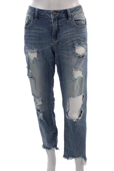 Hidden Jeans Womens Boyfriend Cropped Jeans Blue Mid Rise 100% Cotton Size 29