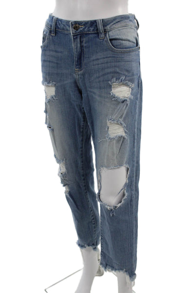 Hidden Jeans Womens Boyfriend Cropped Jeans Blue Mid Rise 100% Cotton Size 29
