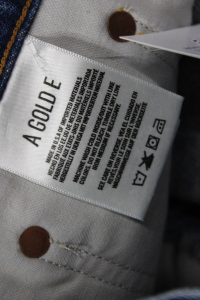 Agolde Women Mini Skirt Dark Blue Cotton Solid Short Size 29