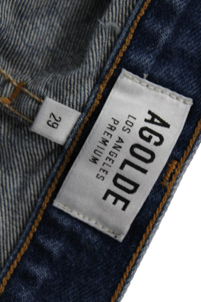 Agolde Women Mini Skirt Dark Blue Cotton Solid Short Size 29