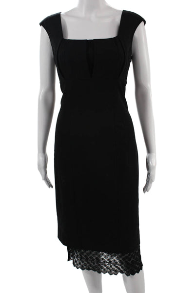 Calvin Klein Women Sheath Pencil Dress Black Square Neck Knee Length Size 8
