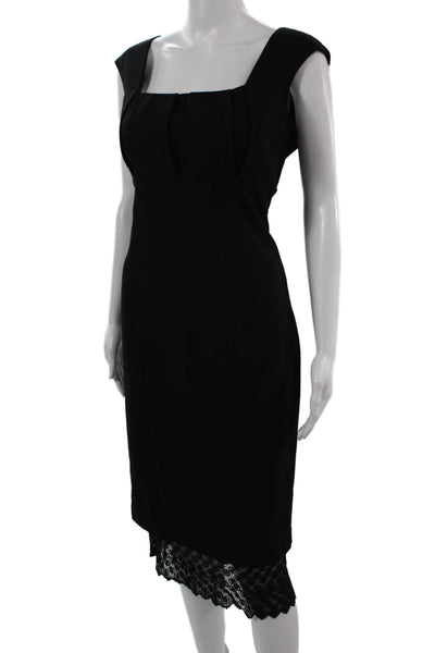 Calvin Klein Women Sheath Pencil Dress Black Square Neck Knee Length Size 8