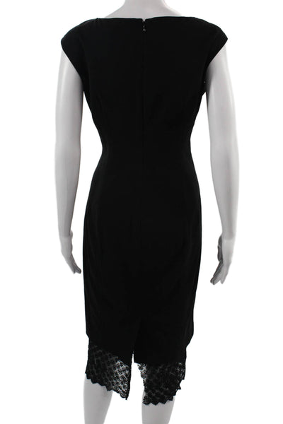 Calvin Klein Women Sheath Pencil Dress Black Square Neck Knee Length Size 8