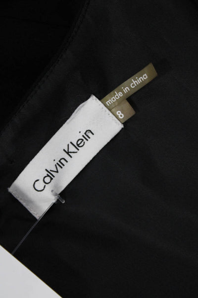 Calvin Klein Women Sheath Pencil Dress Black Square Neck Knee Length Size 8