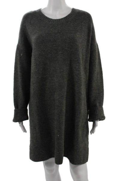 Zara Womens Dark Gray Sweater Dress Long Sleeve Crew Neck Size M