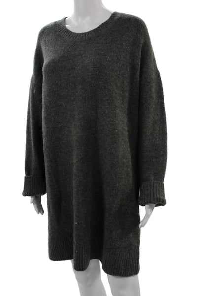 Zara Womens Dark Gray Sweater Dress Long Sleeve Crew Neck Size M