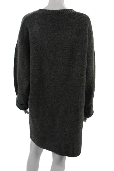 Zara Womens Dark Gray Sweater Dress Long Sleeve Crew Neck Size M