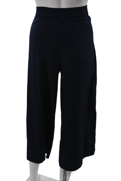 Zara Womens Cropped Paperbag Pants Dark Blue Polyester Drawstring Size S