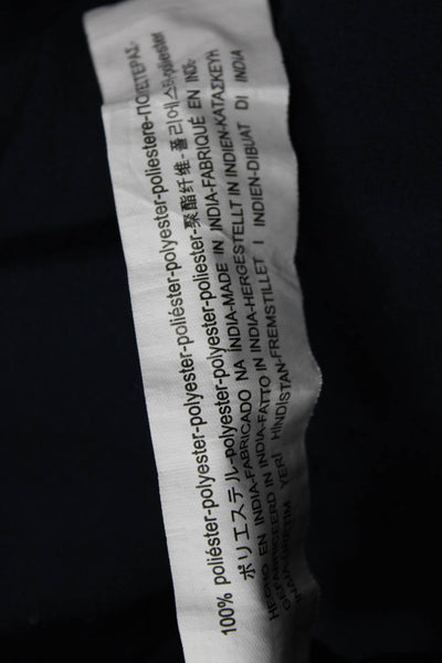 Zara Womens Cropped Paperbag Pants Dark Blue Polyester Drawstring Size S