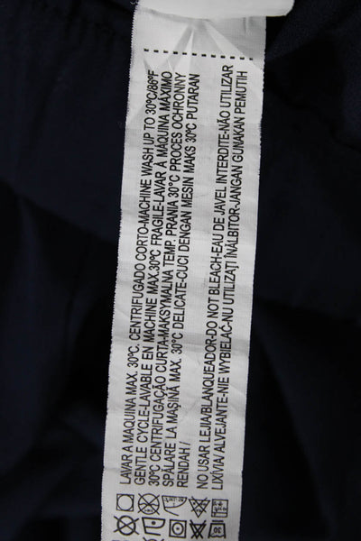 Zara Womens Cropped Paperbag Pants Dark Blue Polyester Drawstring Size S