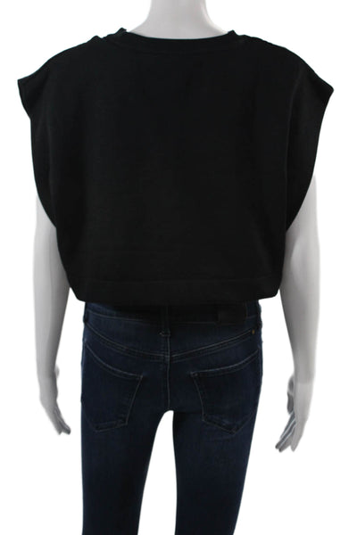 Zara Womens Cropped Black Crew Neck Short Sleeve T-Shirt 80s Size S