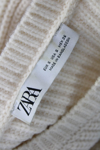 Zara Unisex Pullover Sweater Beige Crew Neck Long Sleeve Size S