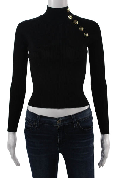 Zara Unisex Black Mock Neck Pullover Viscose Nylon Long Sleeve Size S