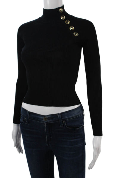 Zara Unisex Black Mock Neck Pullover Viscose Nylon Long Sleeve Size S