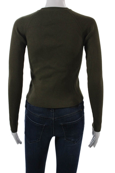 Zara Unisex Green Pullover Crew Neck Long Sleeve Viscose Blend Size S