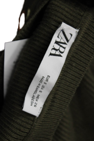 Zara Unisex Green Pullover Crew Neck Long Sleeve Viscose Blend Size S