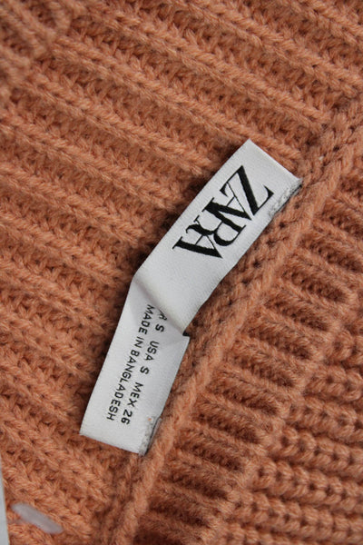 Zara Unisex Classic Pullover Sweater Brown Crew Neck Acrylic Size S