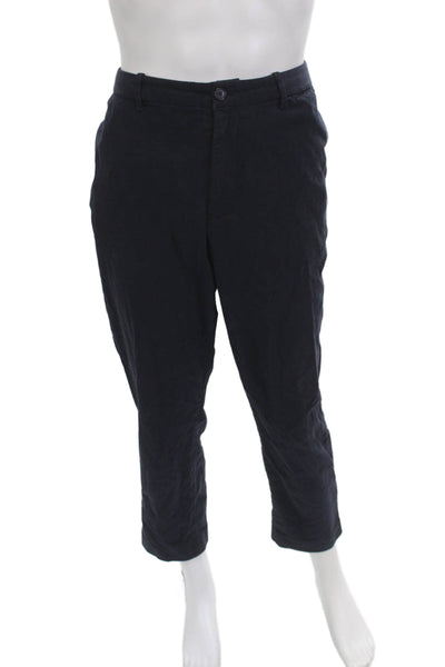 Uniqlo Mens Cropped Ankle Pants Dark Blue Button Polyester Blend Size L