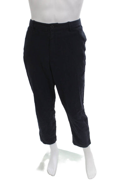 Uniqlo Mens Cropped Ankle Pants Dark Blue Button Polyester Blend Size L