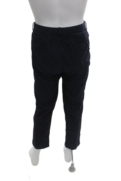 Uniqlo Mens Cropped Ankle Pants Dark Blue Button Polyester Blend Size L
