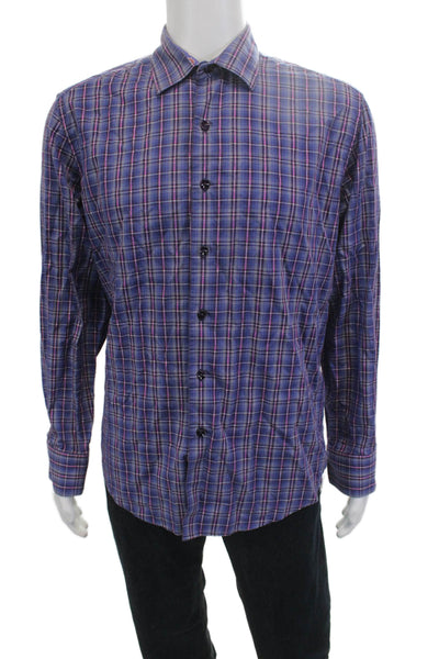 Robert Graham Mens Plaid Classic Fit Button Down Shirt Multi Colored Size Large