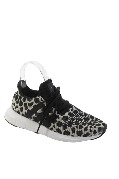 Adidas Womens Animal Print Knit Sneakers White Black Size 5