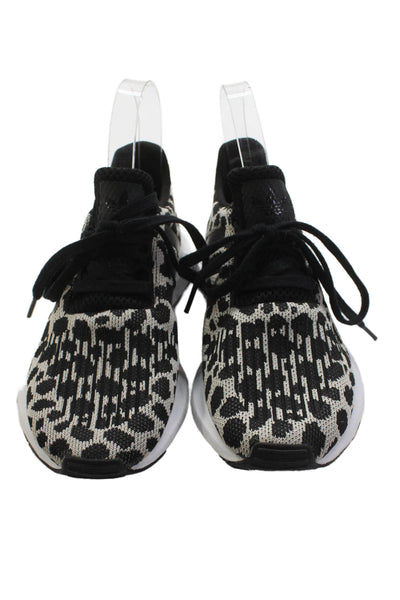 Adidas Womens Animal Print Knit Sneakers White Black Size 5