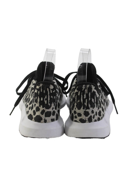 Adidas Womens Animal Print Knit Sneakers White Black Size 5