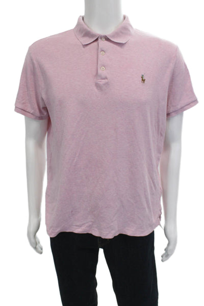 Polo Ralph Lauren Mens Short Sleeves Slim Fit Rugby Shirt Pink Size Large