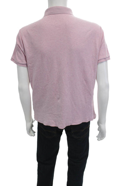 Polo Ralph Lauren Mens Short Sleeves Slim Fit Rugby Shirt Pink Size Large