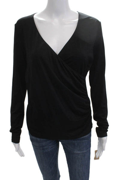 Only Hearts Womens Black V-Neck Long Sleeve Blouse Size L