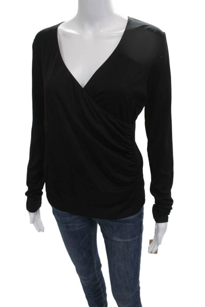 Only Hearts Womens Black V-Neck Long Sleeve Blouse Size L