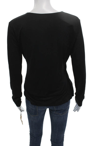 Only Hearts Womens Black V-Neck Long Sleeve Blouse Size L