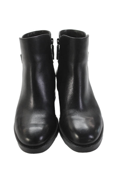 Cole Haan Womens Side Zip Block Heel Leather Ankle Booties Black Size 5
