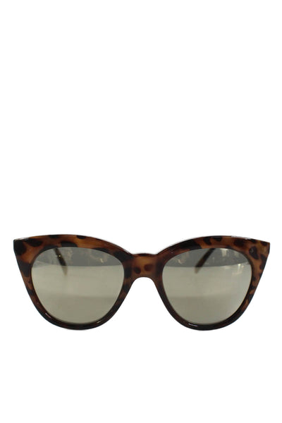 Le Specs Womens Tortoise Print Half Moon Magic Cat Eyes Brown Sunglasses