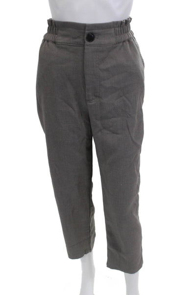 Zara Unisex Ankle Cropped Pants Dark Gray Solid Polyester Size M
