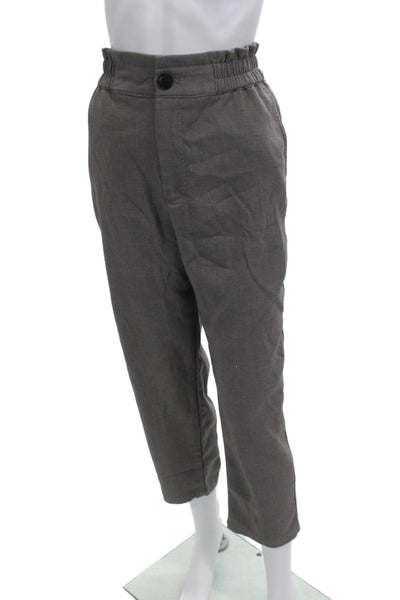 Zara Unisex Ankle Cropped Pants Dark Gray Solid Polyester Size M