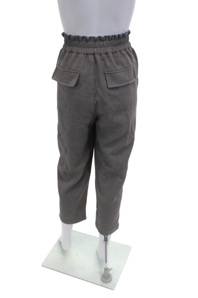 Zara Unisex Ankle Cropped Pants Dark Gray Solid Polyester Size M