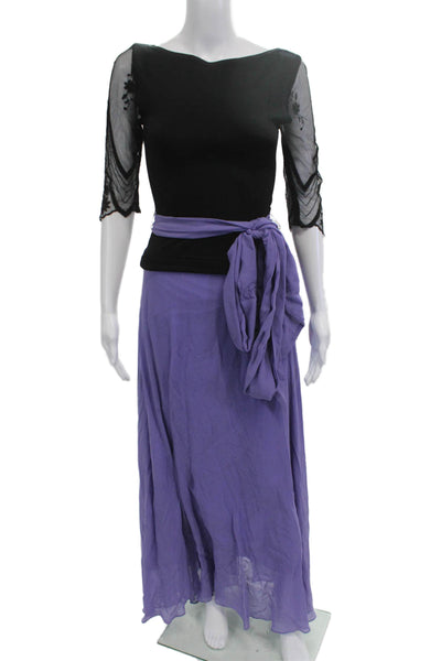 Tadashi Womens Purple Boatneck Wrap Maxi Skirt Midi Half Sleeve Size 6