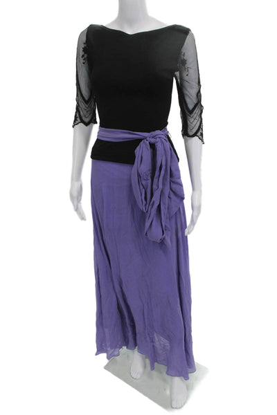 Tadashi Womens Purple Boatneck Wrap Maxi Skirt Midi Half Sleeve Size 6