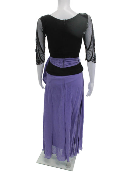 Tadashi Womens Purple Boatneck Wrap Maxi Skirt Midi Half Sleeve Size 6
